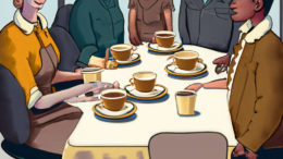 Symboldbild, Gruppe bei Kaffee und Kuchen